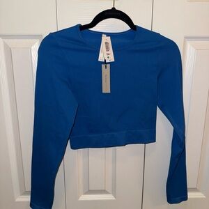 NWT - The Group - Babaton - Blue Long Sleeve Crop Top